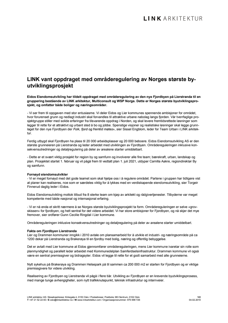 LINK vant oppdraget med områderegulering av Norges største byutviklingsprosjekt
