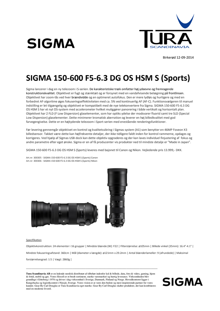 SIGMA 150-600 F5-6.3 DG OS HSM S (Sports)