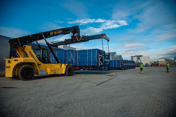 First container delivery port of Arendal 23.10.23