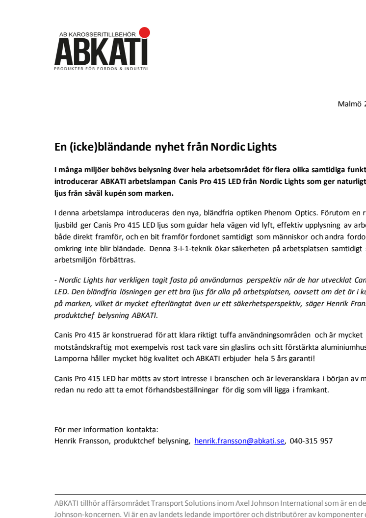 En (icke)bländande nyhet från Nordic Lights