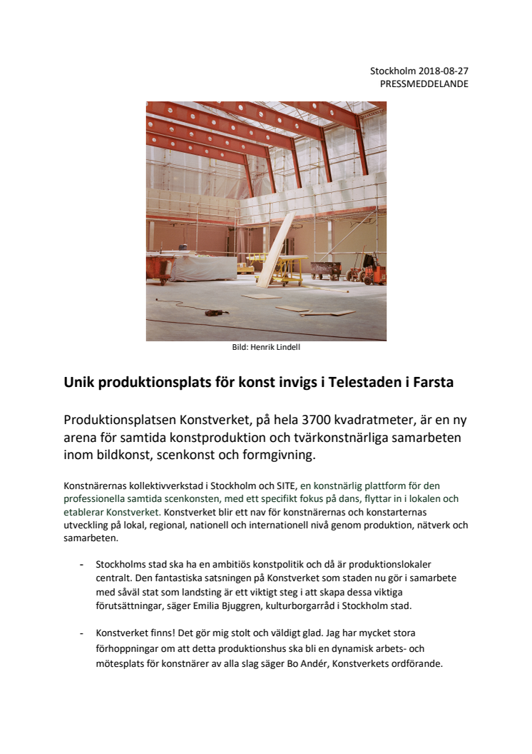 Unik produktionsplats för konst invigs i Telestaden i Farsta
