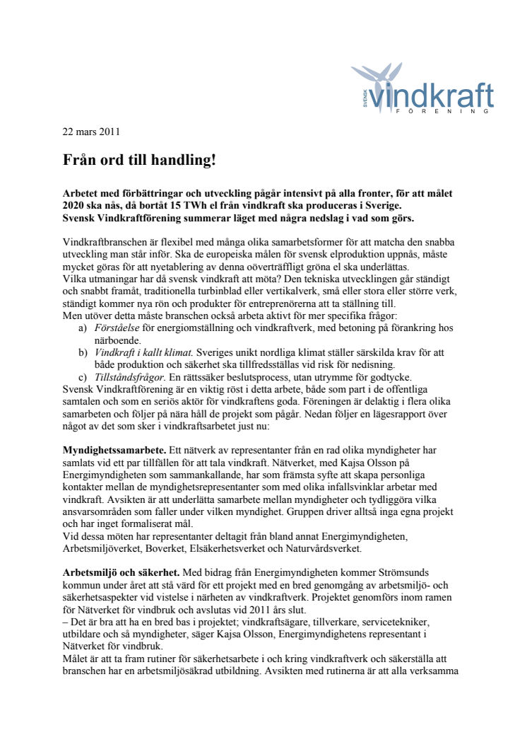 Svensk Vindkraftförening- Från ord till handling!