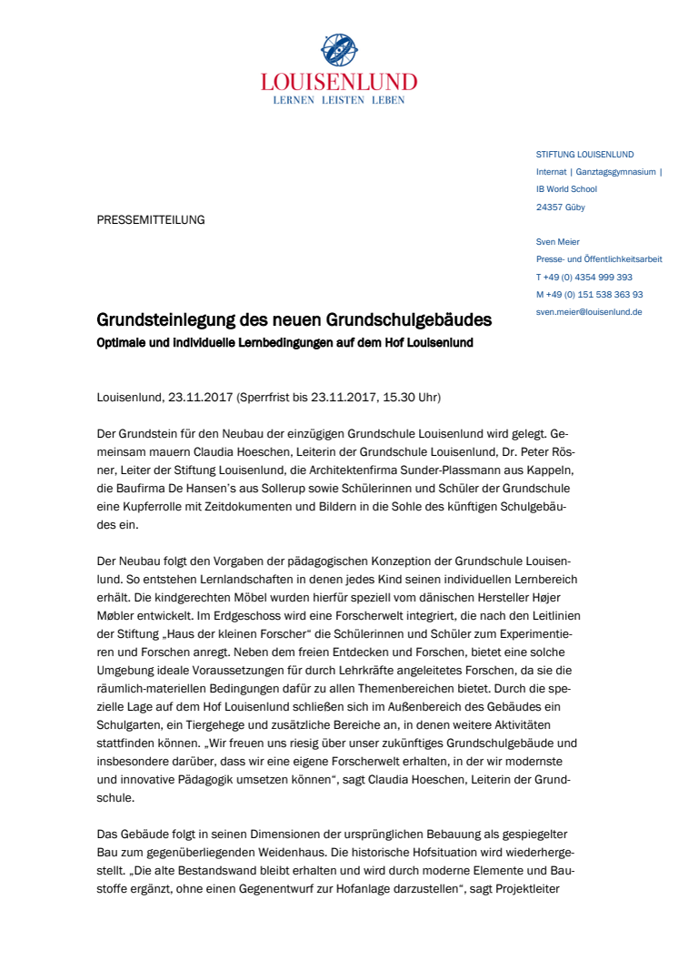 Grundsteinlegung des neuen Grundschulgebäudes 