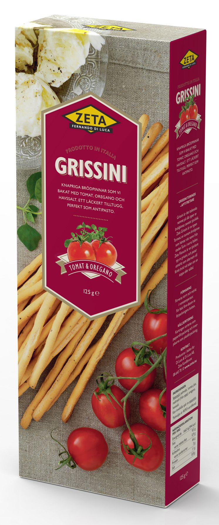 Grissini med smak av tomat och oregano, från Zeta