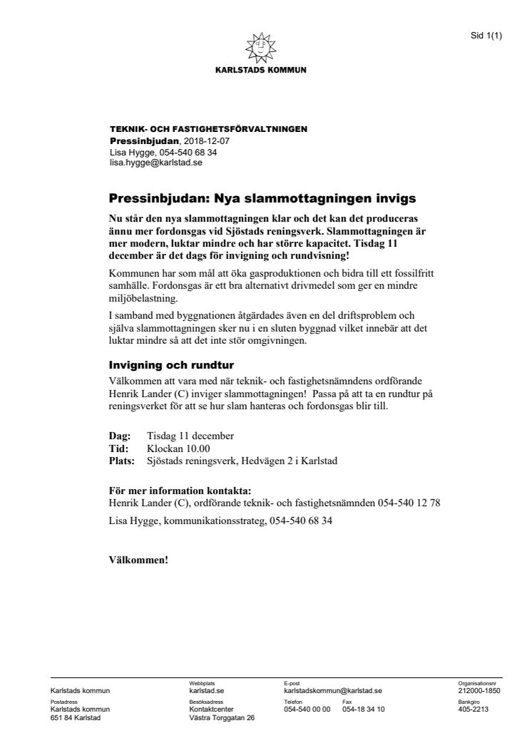 Pressinbjudan - Nya slammottagningen invigs