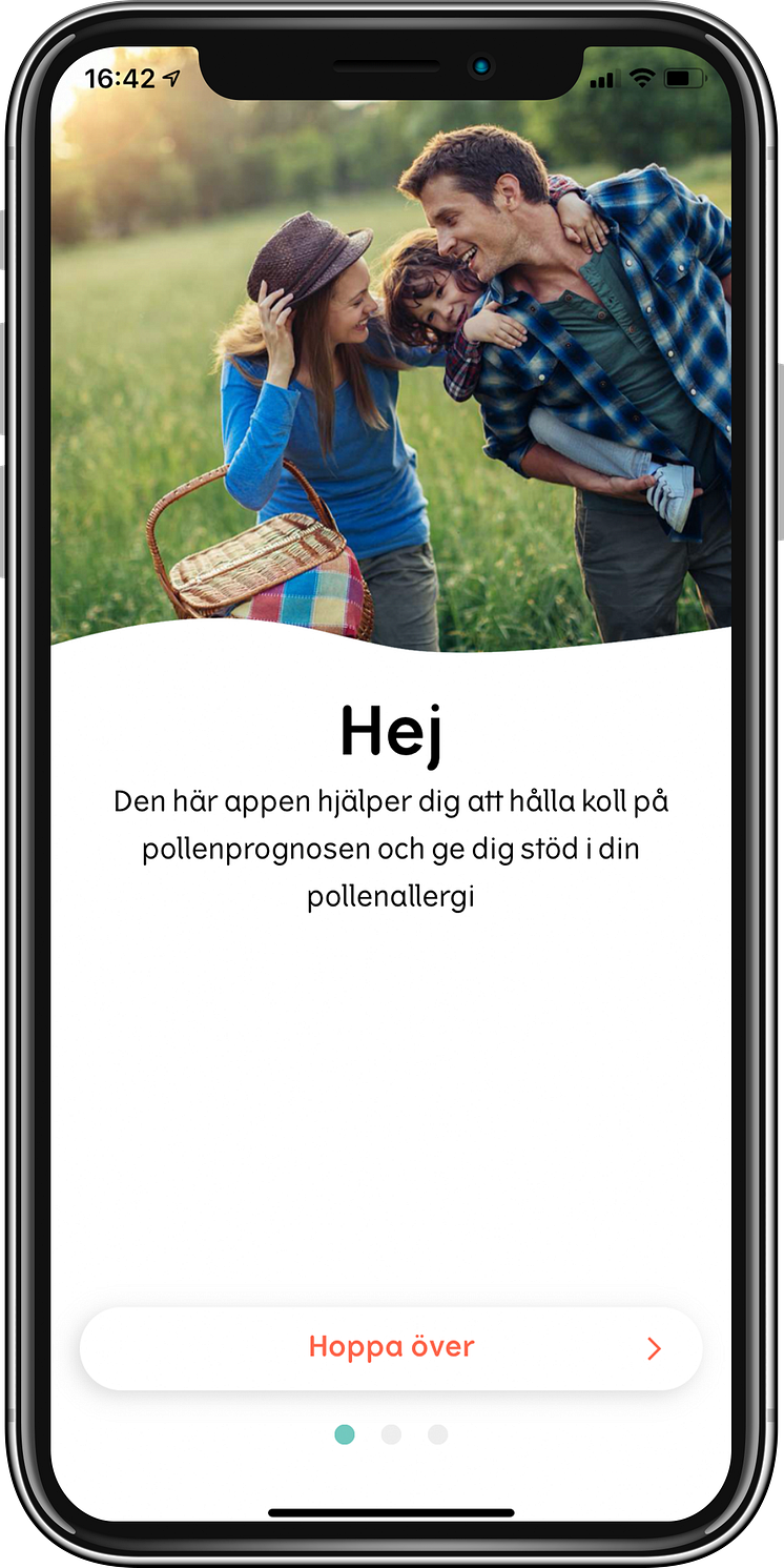 Pollenkoll-app startsida 