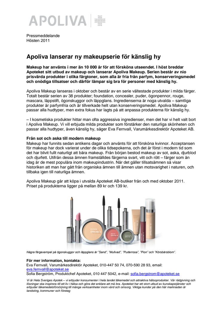 Apoliva lanserar ny makeupserie för känslig hy