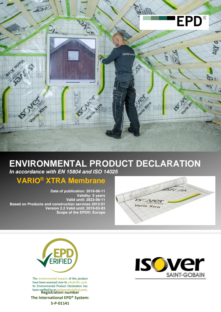 Miljövarudeklaration/EPD: ISOVER Vario® Xtra