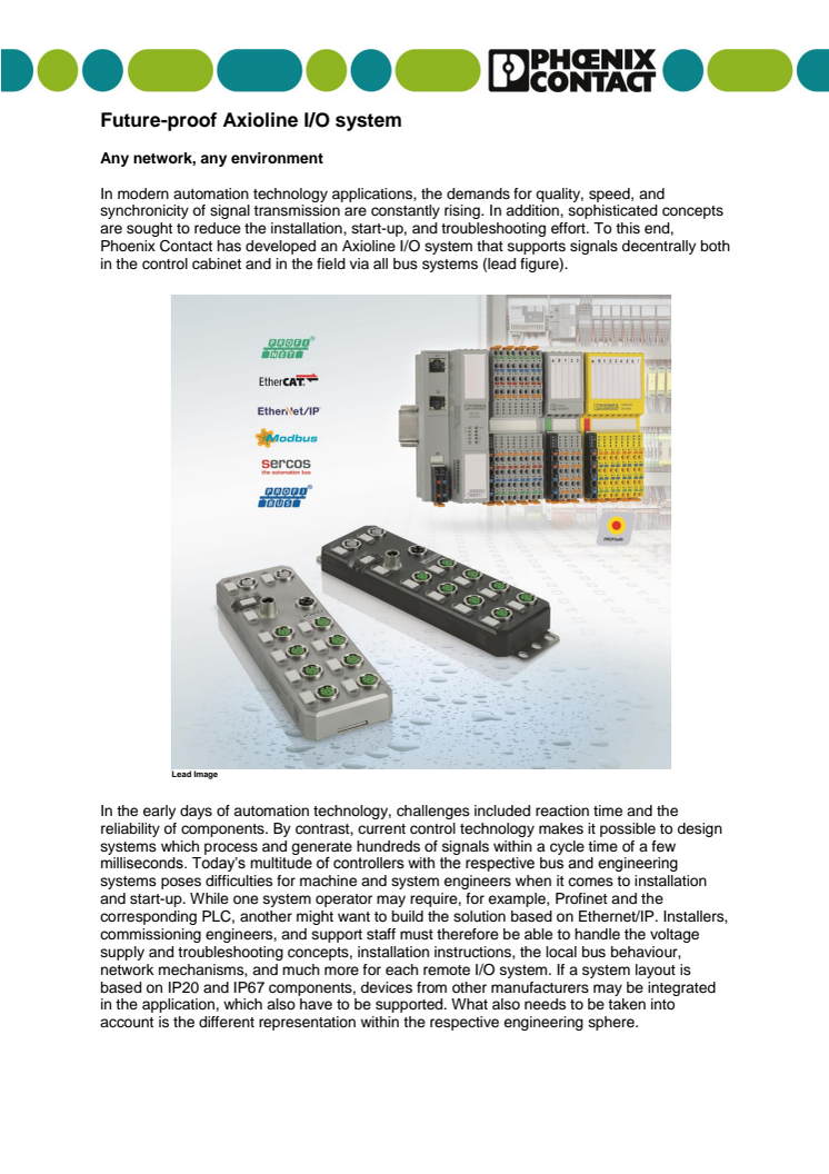 Future-proof Axioline I/O system: Any network, any environment