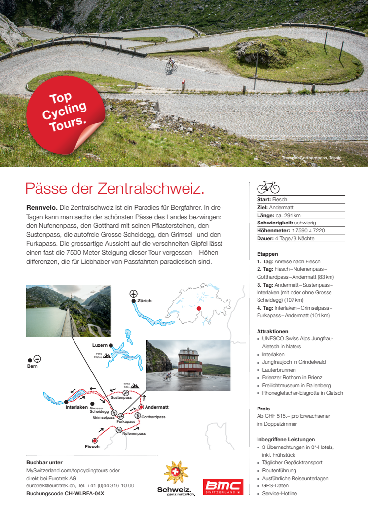 Fact Sheet Top Cycling Tour Pässe der Zentralschweiz 