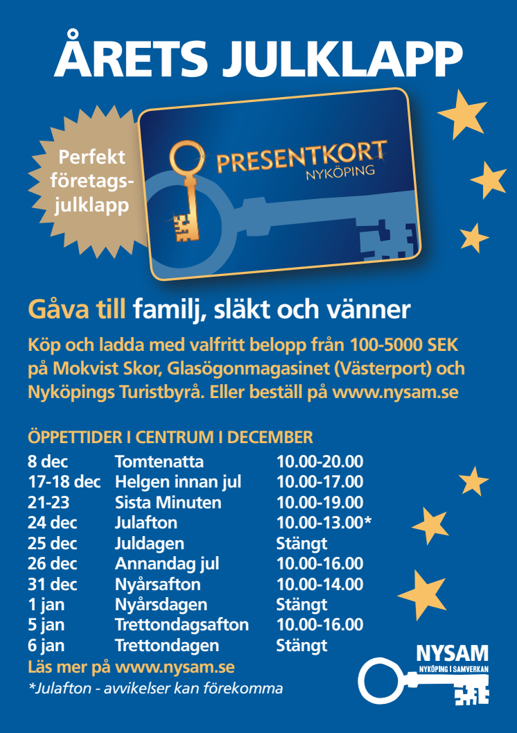 Nyköpings Presentkort - perfekt julgåva där mottagaren själv kan välja!