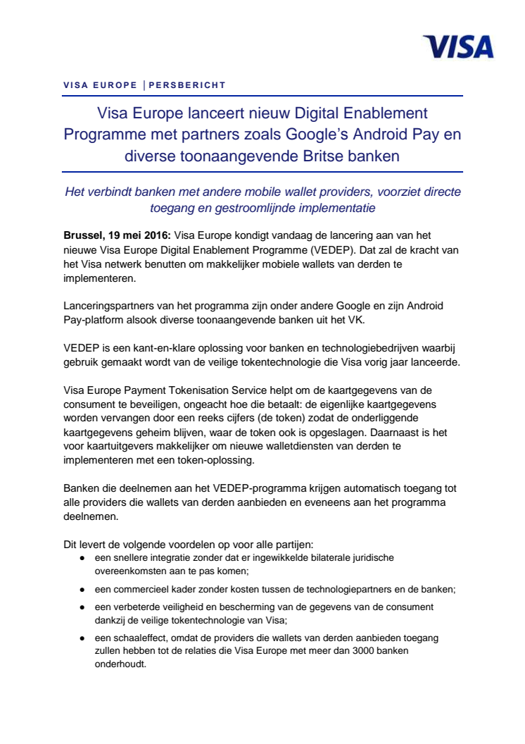 Android Pay vanaf nu beschikbaar voor Visa-kaarthouders van BNP Paribas Fortis België