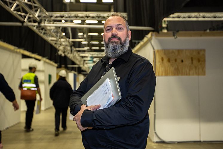 Rikard Skärebo, Produktions- och samordningschef på Stockholmsmässan och för uppbyggnaden av det externa sjukhuset