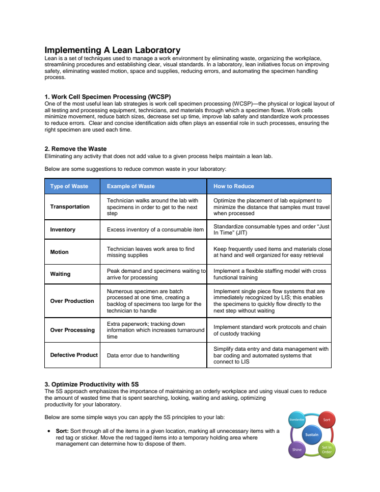 Implementing A Lean Laboratory