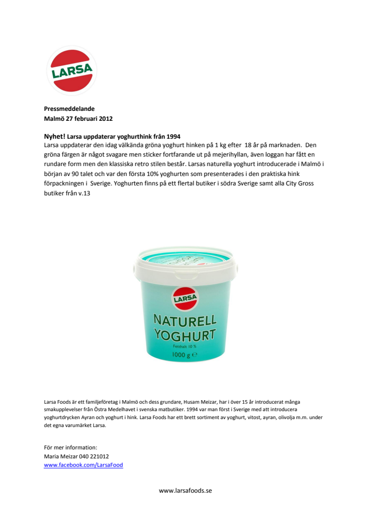 Nyhet! Larsa uppdaterar yoghurt hink från1994