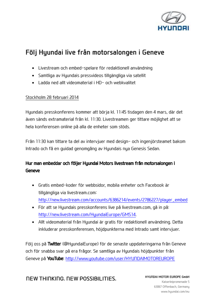Följ Hyundai live från motorsalongen i Geneve