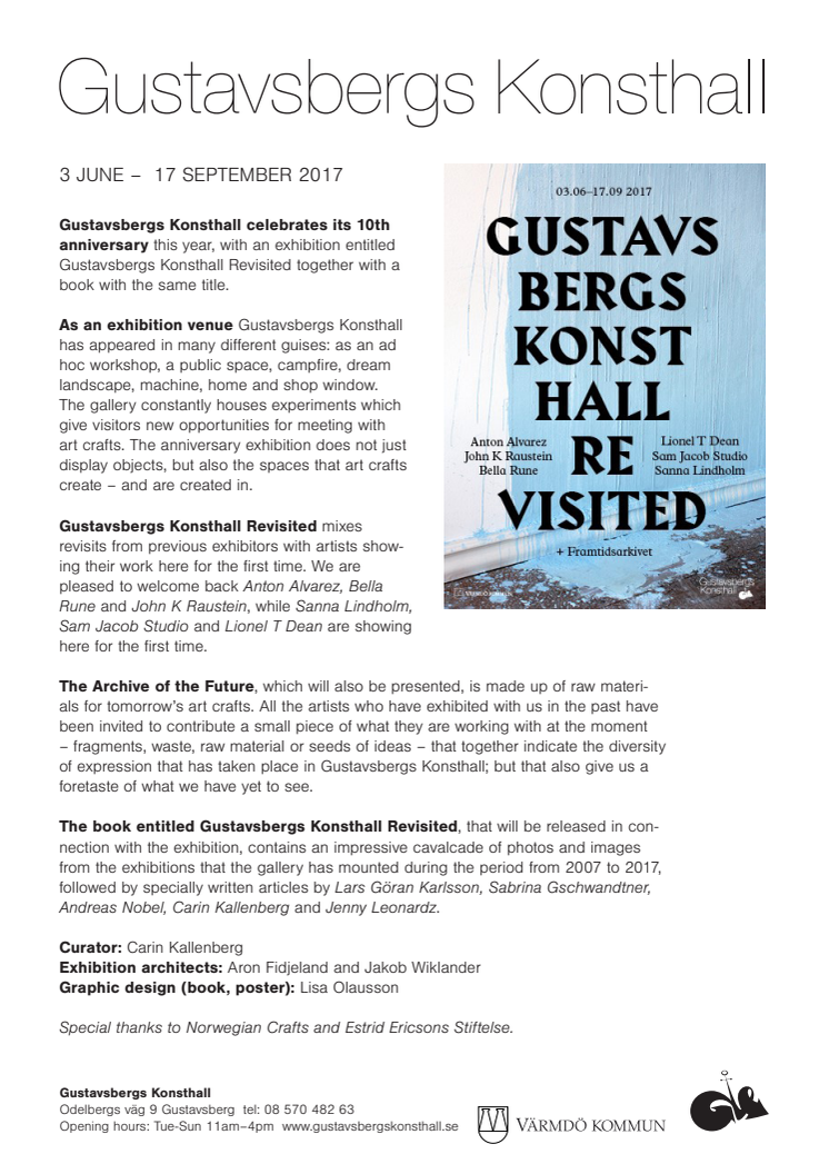 Gustavsbergs Konsthall Revisited, information in English