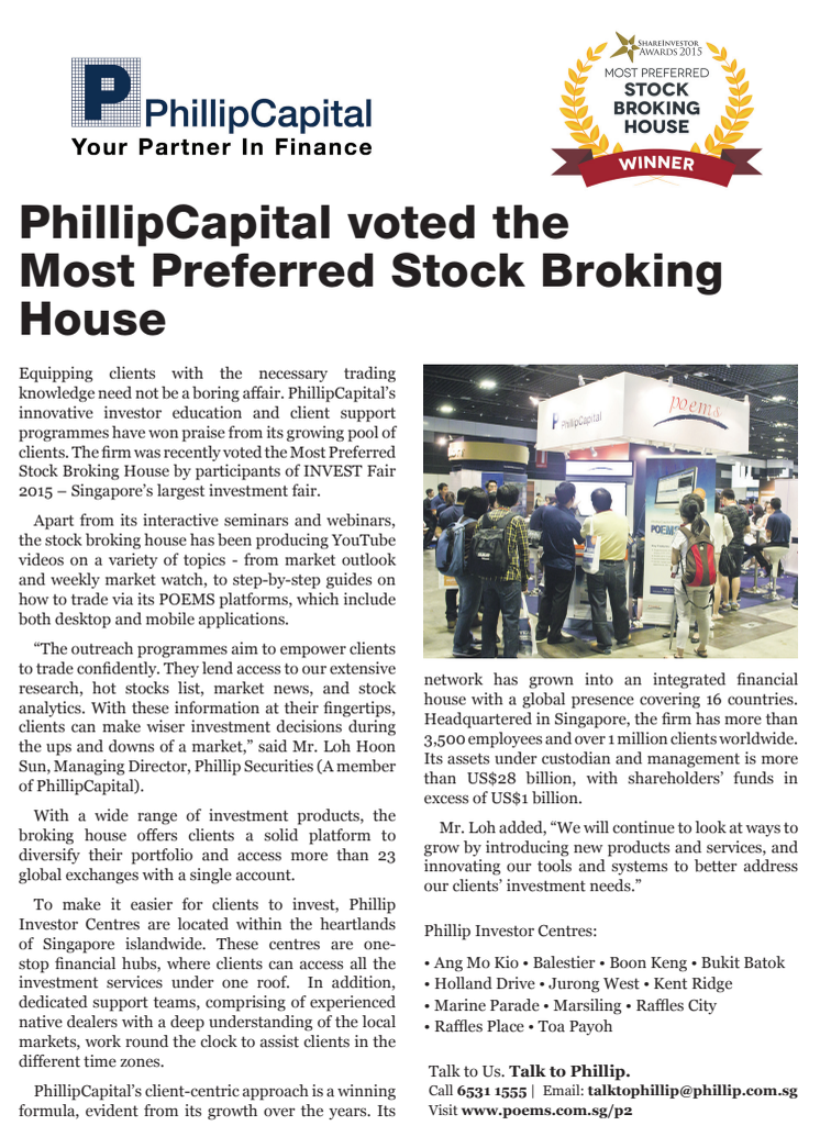 PhillipCapital voted the Most Preferred Stock Broking House