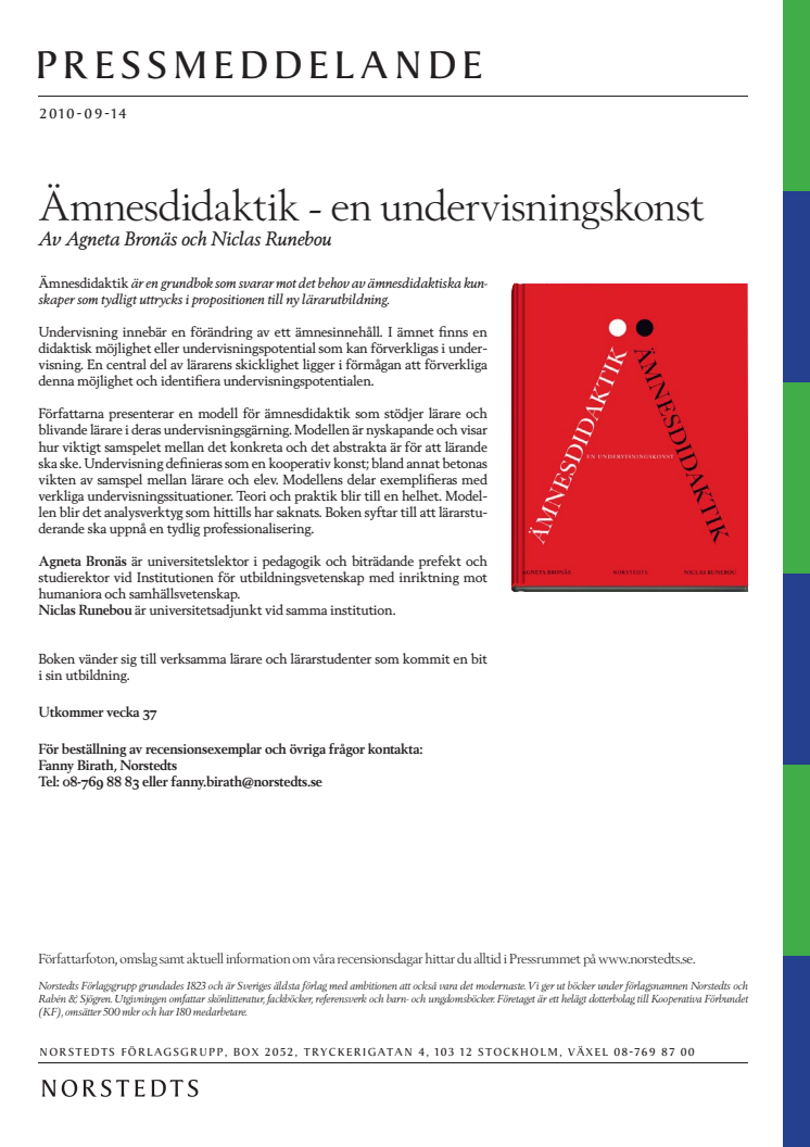 Ämnesdidaktik - en undervisningskonst