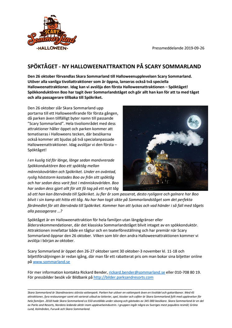 Spöktåget - ny Halloweenattraktion på Scary Sommarland