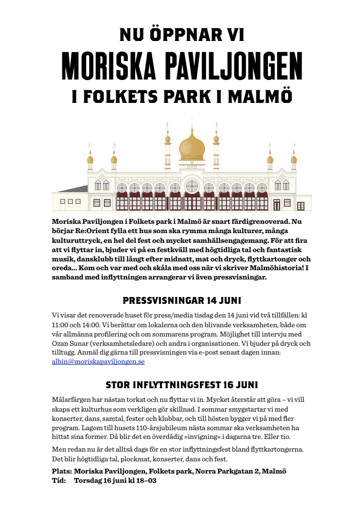 Re:Orient slår upp portarna till Moriska Paviljongen!