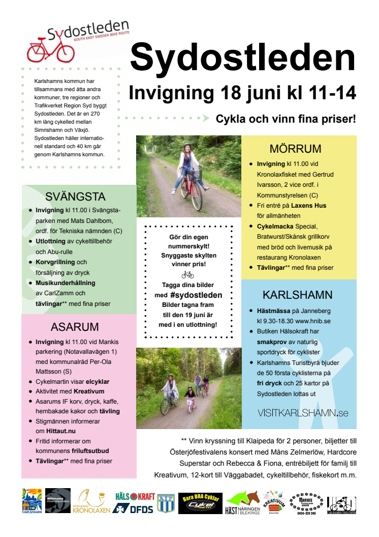 Den 18 juni inviger Karlshamns kommun Sydostleden