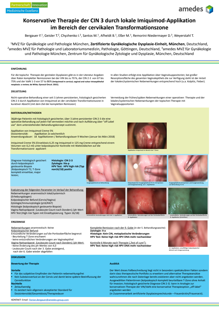 Posterbeitrag - Konservative Therapie der CIN 3 durch lokale Imiquidmod-Applikation im Bereich der cervikalen Transformationszone