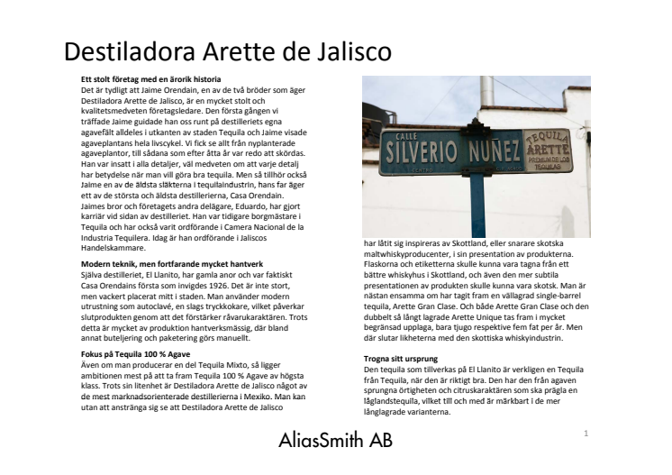 Destiladora Arette de Jalisco - en presentation