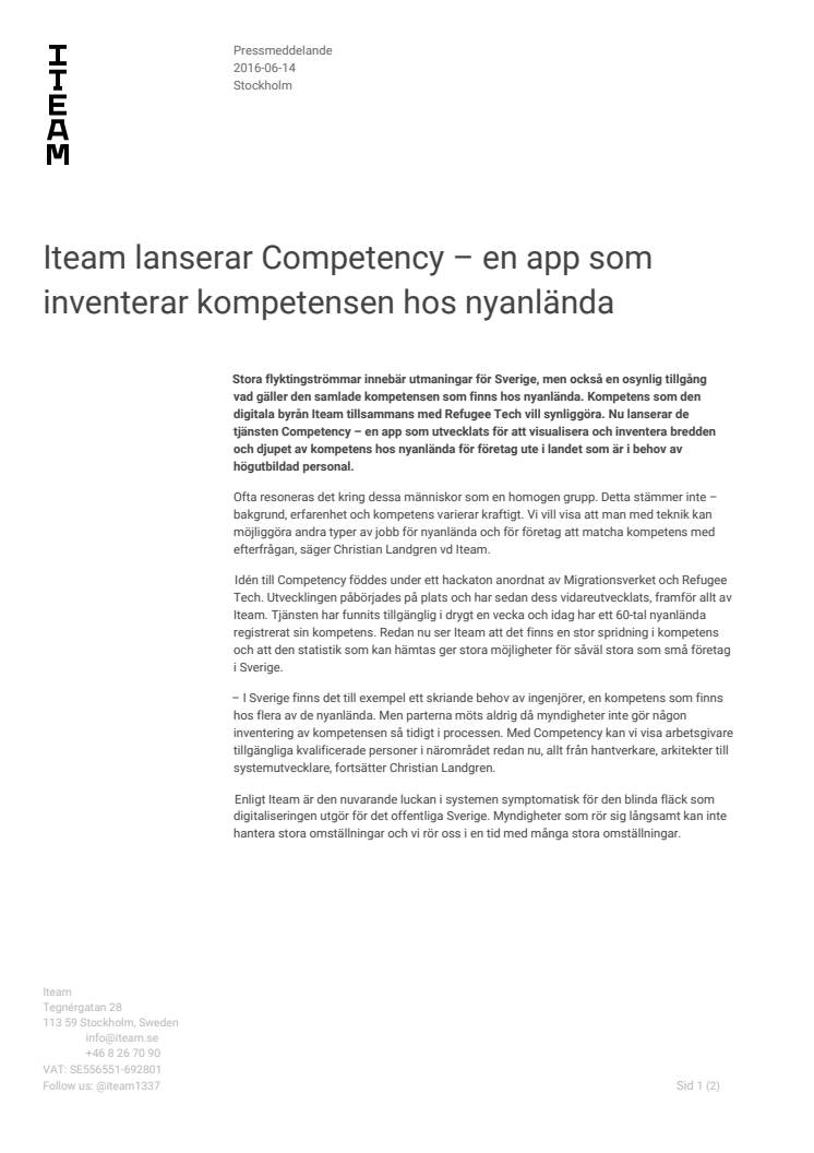 Iteam lanserar Competency – en app som inventerar kompetensen hos nyanlända