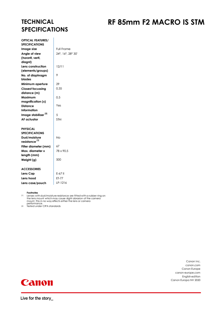 	Canon_Spec Sheet_RF 85mm F2 MACRO IS STM 