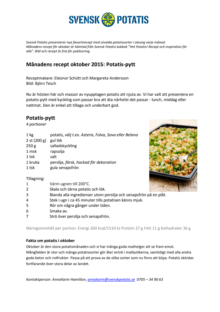 Månadens recept oktober 2015 - Potatis-pytt