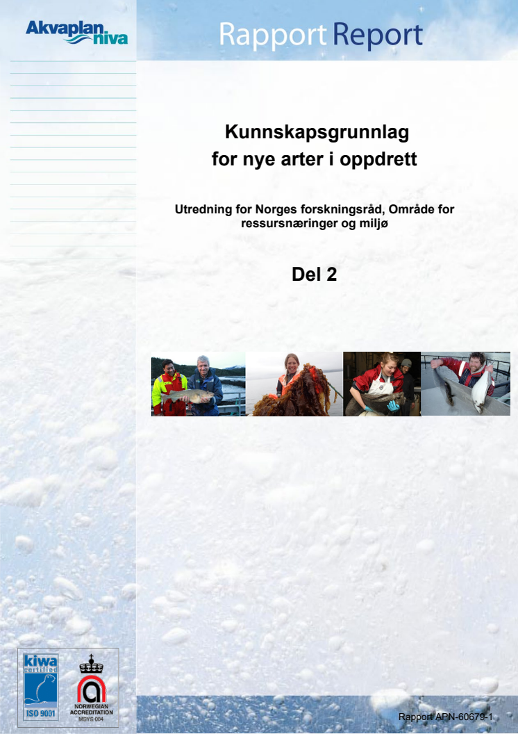 Del II Rapport nye oppdrettsarter