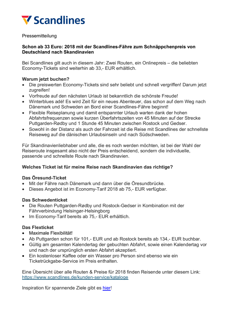 Schon ab 33 Euro: 2018 mit der Scandlines-Fähre zum Schnäppchenpreis von Deutschland nach Skandinavien