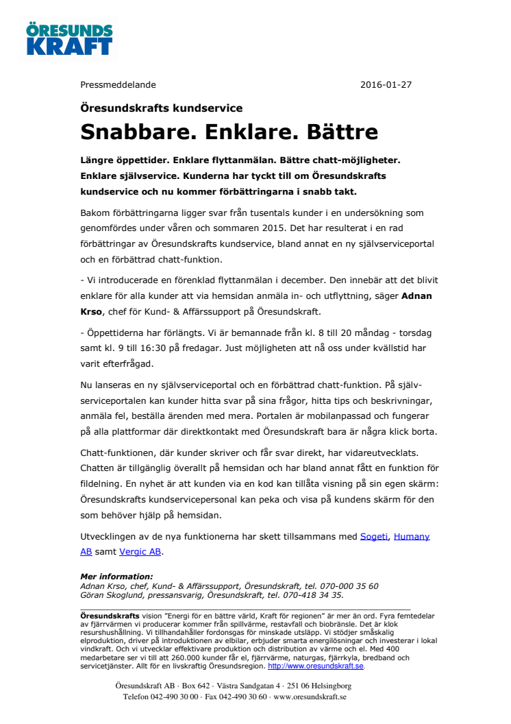 Snabbare, enklare och bättre kundservice