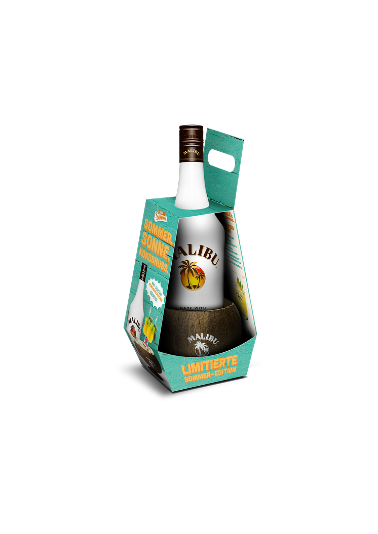 Malibu-Flasche mit einem  stylischen Coconut Cup 