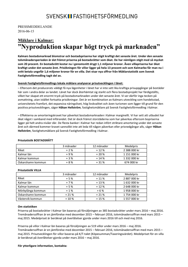 Mäklare i Kalmar: ”Nyproduktion skapar högt tryck på marknaden”