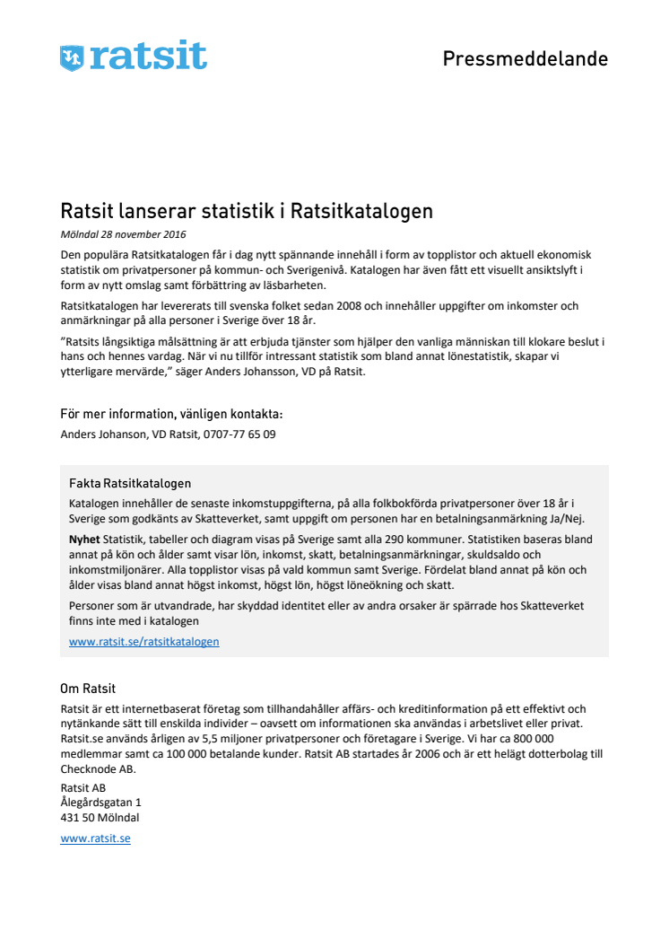 Ratsit lanserar statistik i Ratsitkatalogen