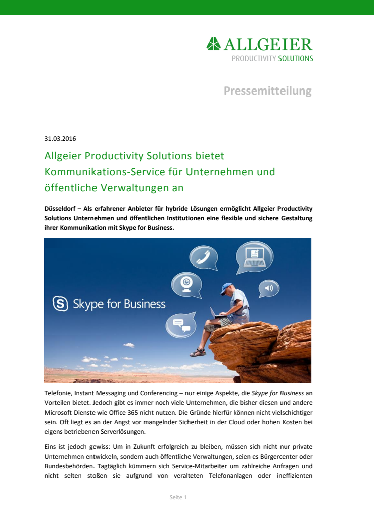 Allgeier Productivity Solutions bietet Kommunikations-Service für Unternehmen und öffentliche Verwaltungen an