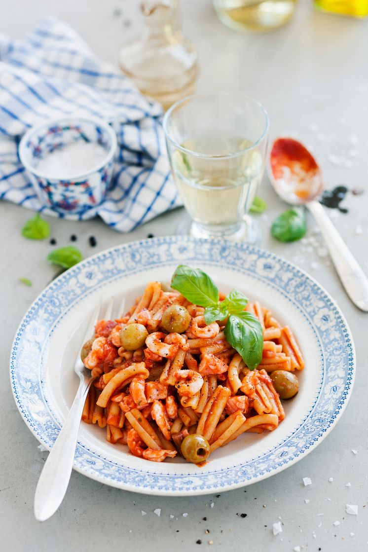 Zeta Cavatelli med räkor och lax