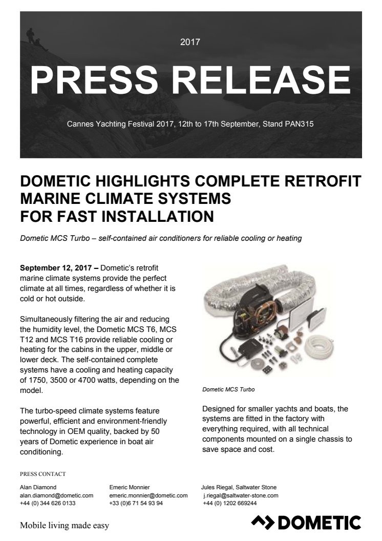 Dometic Highlights Complete Retrofit Marine Climate Systems  for Fast Installation