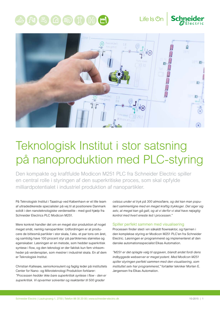 Teknologisk Institut i stor satsning på produktion af nanopartikler med PLC-styring