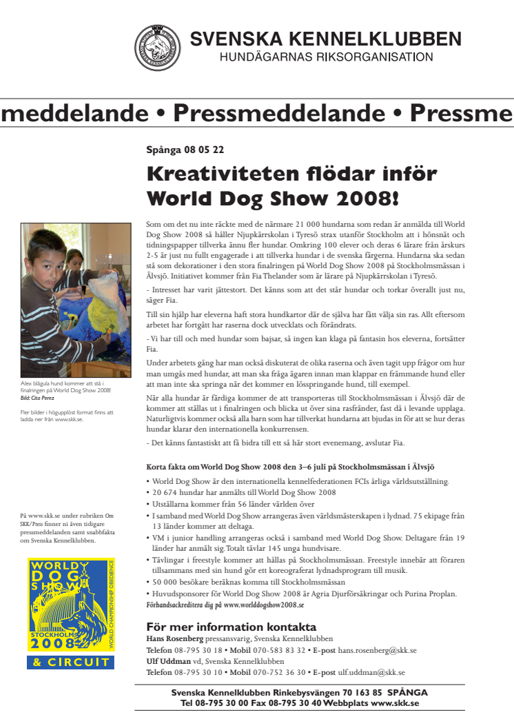 Kreativiteten flödar inför World Dog Show 2008!