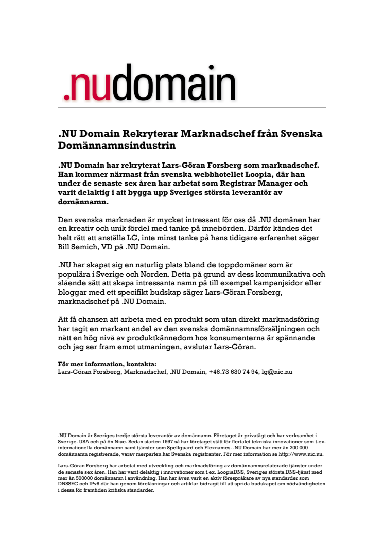 .NU Domain Rekryterar Marknadschef från Svenska Domännamnsindustrin