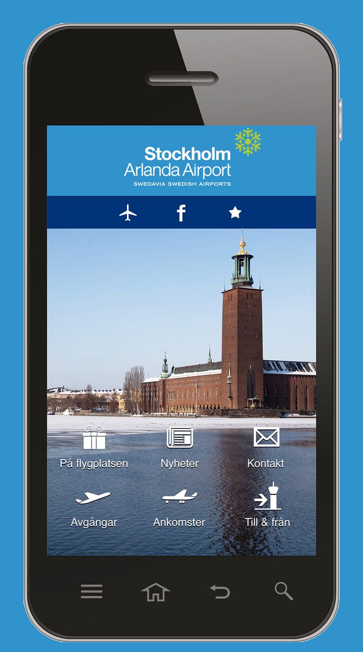 Swedavia app med Arlanda-bild