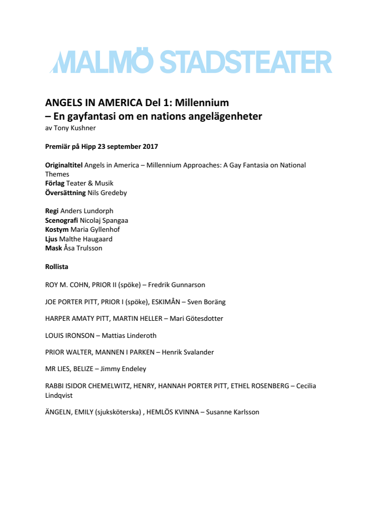 Pressmaterial till Angels in America