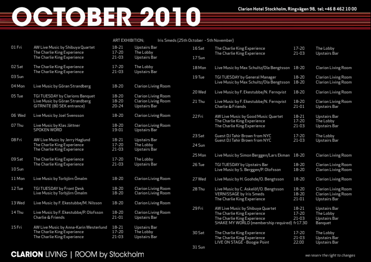 Eventkalender Oktober