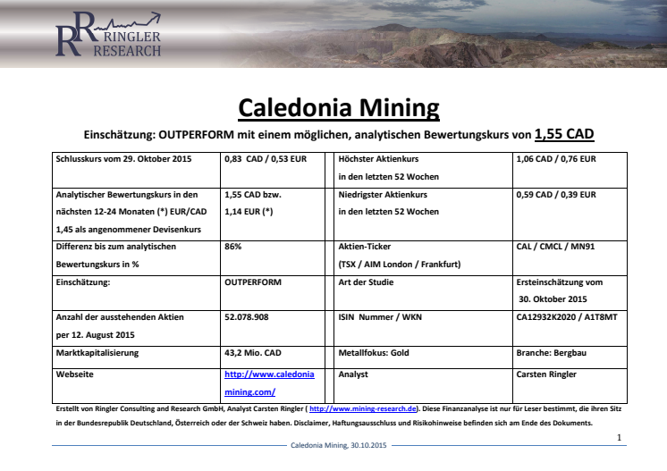 Ringler Research_Caledonia Mining_German_30.10.15