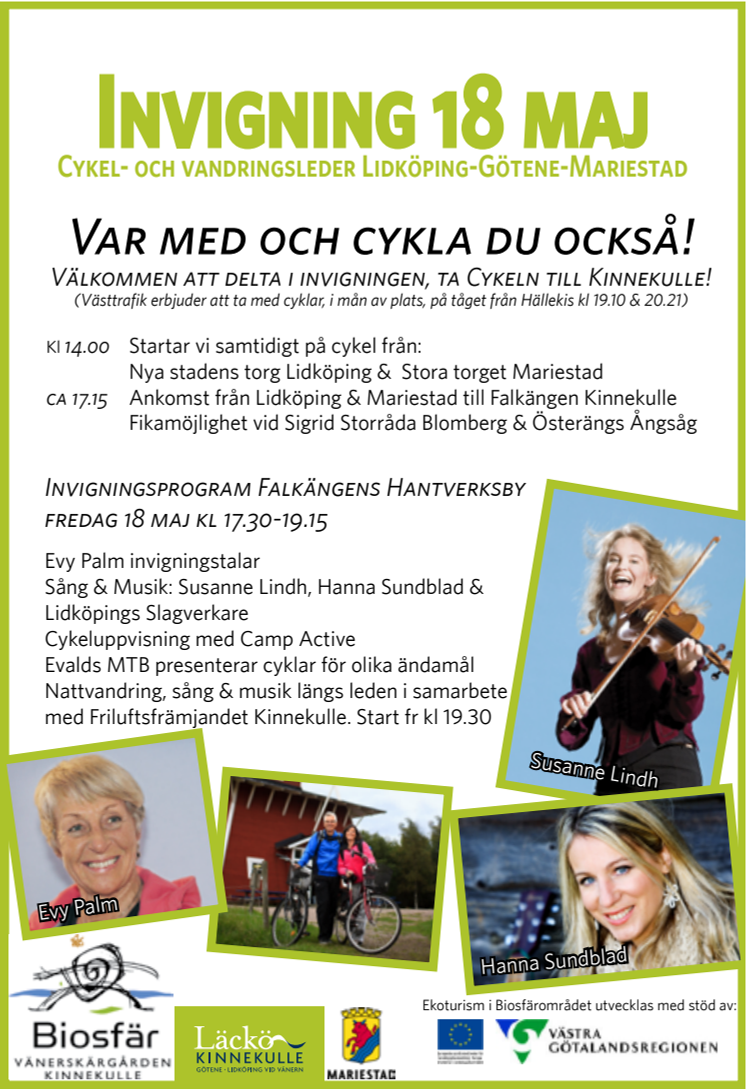 Invigning Biosfärslederna Falkängen Kinnekulle 18 maj! Cykla till Kinnekulle