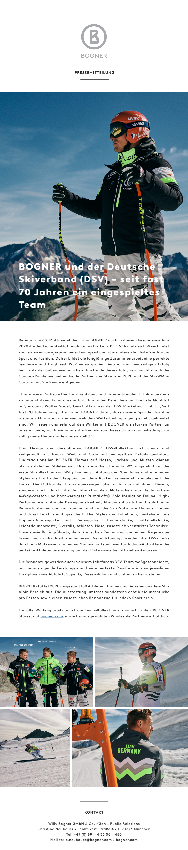 BOGNER and the German Ski Association – a perfect team for almost 70 years