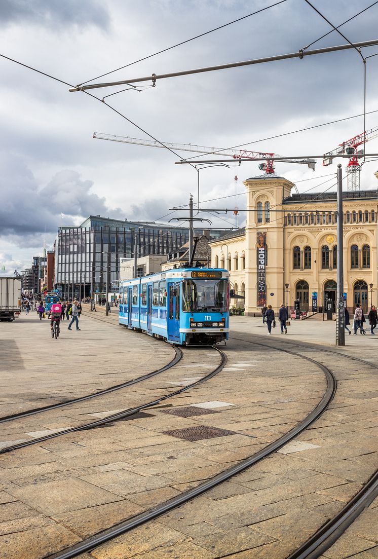 Trikk-ved-Aker-Brygge_Foto Sporveien